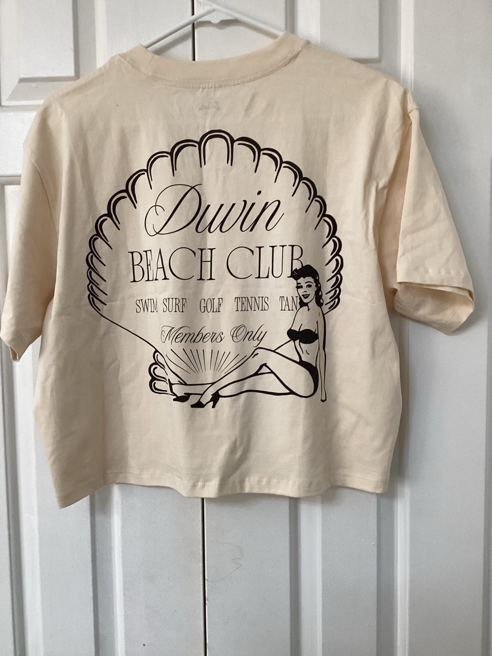 Dwin Beach Club Graphic Tee - Cream with Black Vintage Print